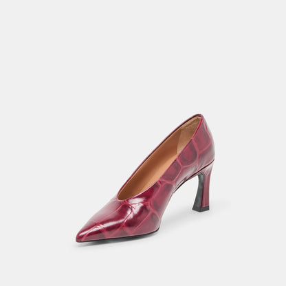 Midge Burgundy Croco Embossed Leather Heels | Dolce Vita