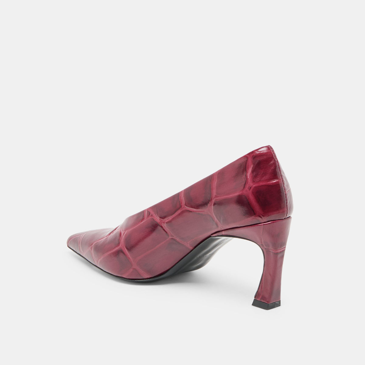 Midge Burgundy Croco Embossed Leather Heels | Dolce Vita