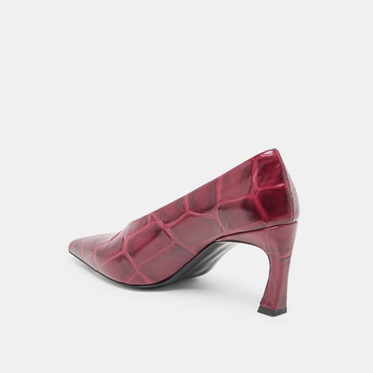 Midge Burgundy Croco Embossed Leather Heels | Dolce Vita