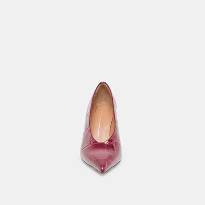 Midge Burgundy Croco Embossed Leather Heels | Dolce Vita