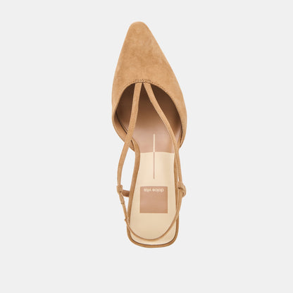 Ginay Lt Brown Suede Heels | Dolce Vita