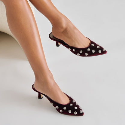 Clara Bordeaux Velvet Heels | Dolce Vita