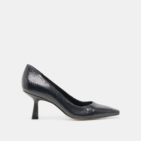 Briona Onyx Embossed Leather Heels | Dolce Vita