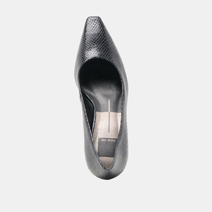 Briona Onyx Embossed Leather Heels | Dolce Vita