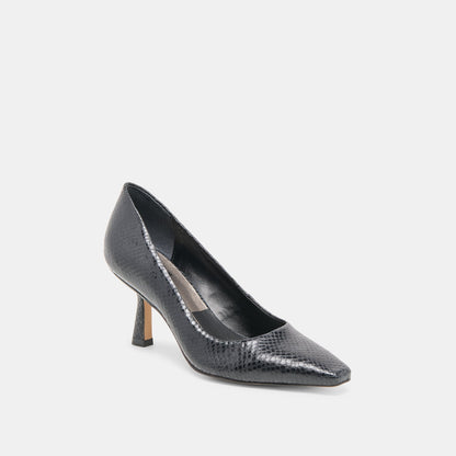 Briona Onyx Embossed Leather Heels | Dolce Vita