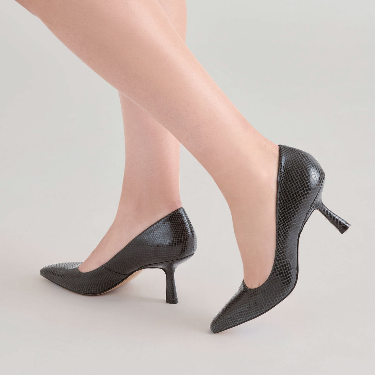 Briona Onyx Embossed Leather Heels | Dolce Vita