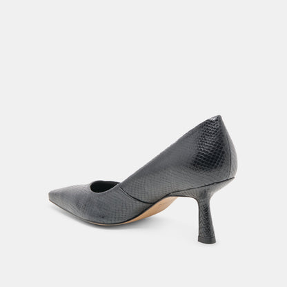 Briona Onyx Embossed Leather Heels | Dolce Vita