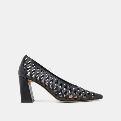 Tanya Black Woven Leather Heels | Dolce Vita