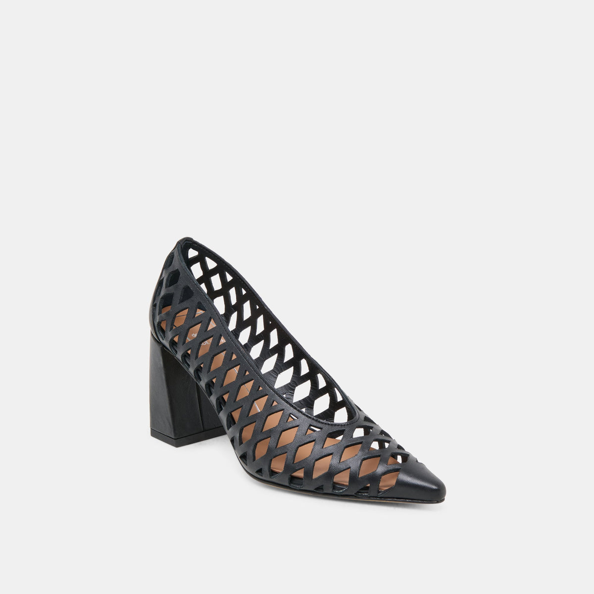 Tanya Black Woven Leather Heels | Dolce Vita