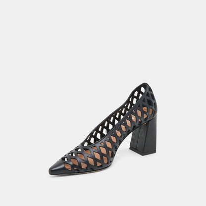 Tanya Black Woven Leather Heels | Dolce Vita