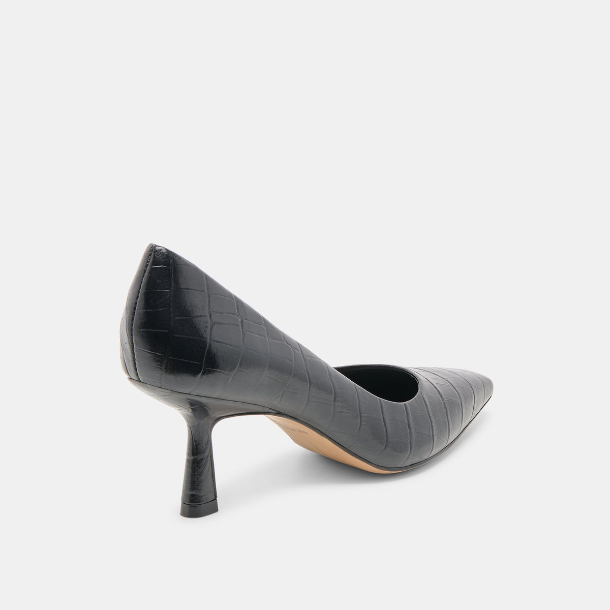Briona Noir Croco Embossed Leather Heels | Dolce Vita