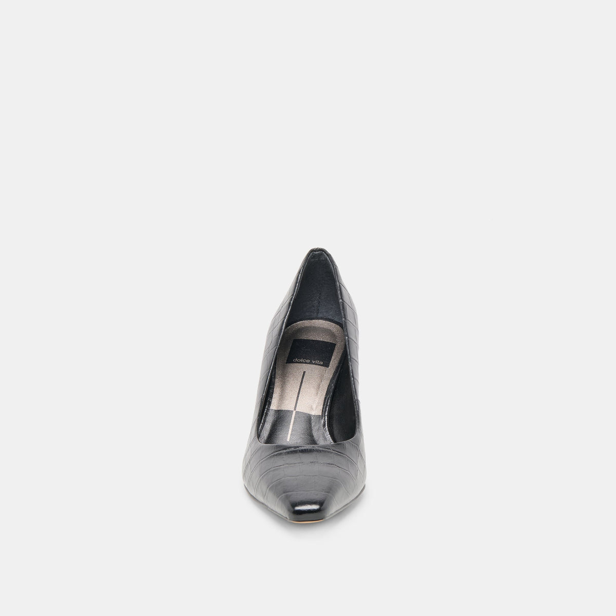 Briona Noir Croco Embossed Leather Heels | Dolce Vita