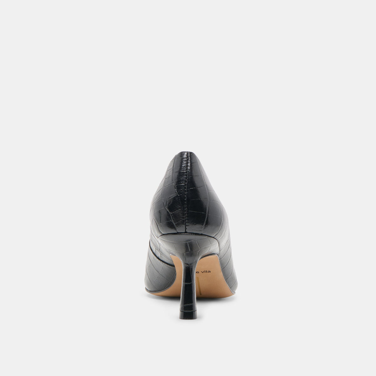 Briona Noir Croco Embossed Leather Heels | Dolce Vita