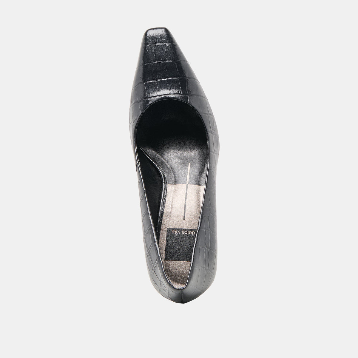 Briona Noir Croco Embossed Leather Heels | Dolce Vita