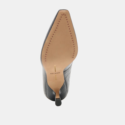 Briona Noir Croco Embossed Leather Heels | Dolce Vita