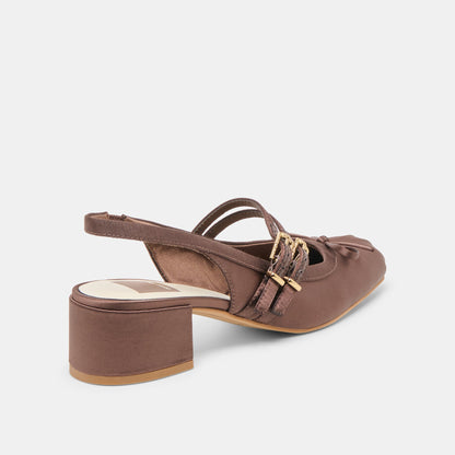 Loris Mahogany Satin Heels | Dolce Vita