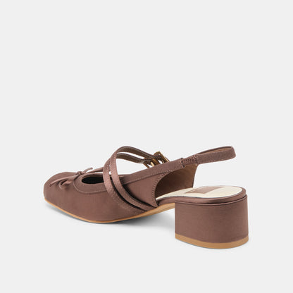 Loris Mahogany Satin Heels | Dolce Vita