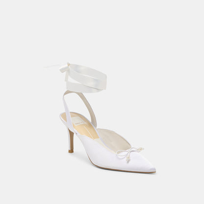 Efora True White Satin Heels | Dolce Vita