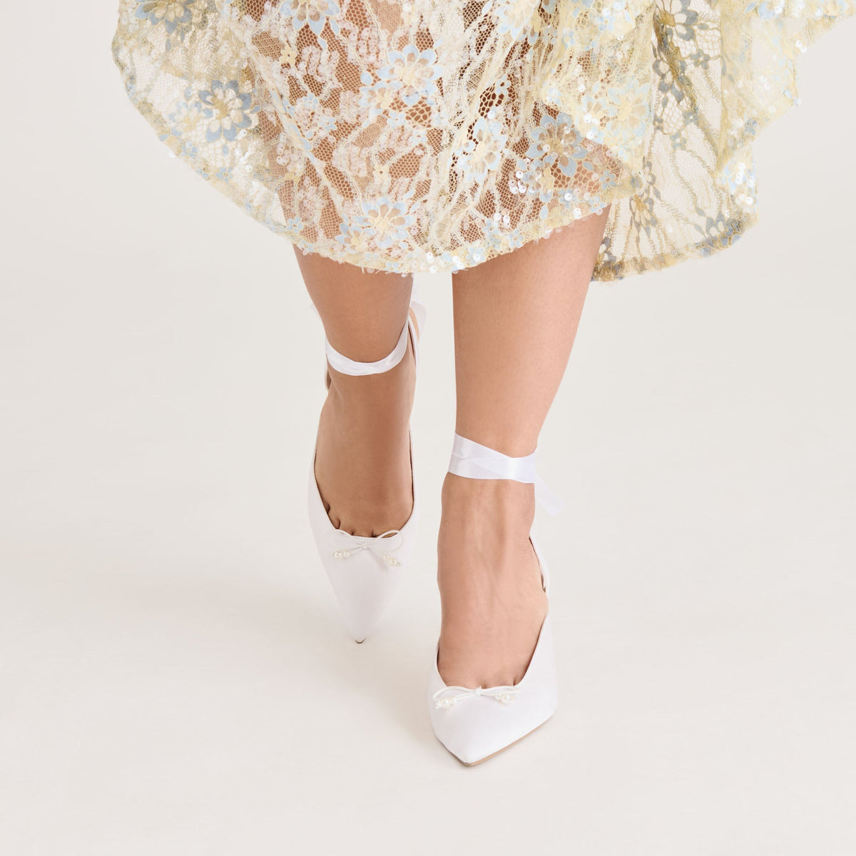 Efora True White Satin Heels | Dolce Vita