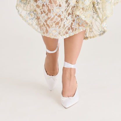 Efora True White Satin Heels | Dolce Vita