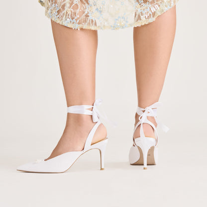 Efora True White Satin Heels | Dolce Vita