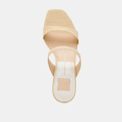 Genora Wide Lt Natural Woven Raffia Heels | Dolce Vita