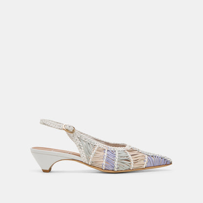 Dafney White Multi Woven Leather Heels | Dolce Vita