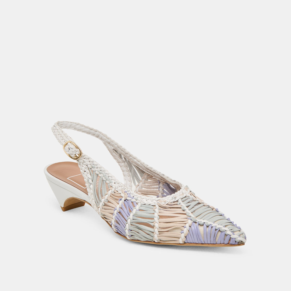 Dafney White Multi Woven Leather Heels | Dolce Vita