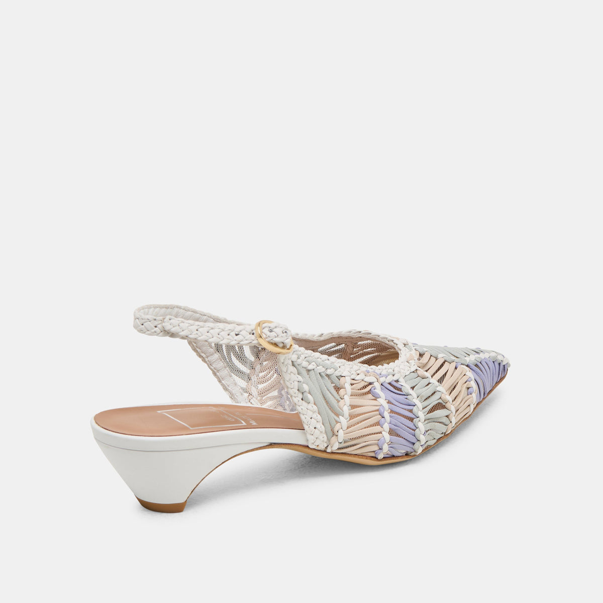 Dafney White Multi Woven Leather Heels | Dolce Vita