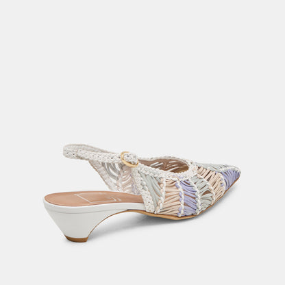 Dafney White Multi Woven Leather Heels | Dolce Vita