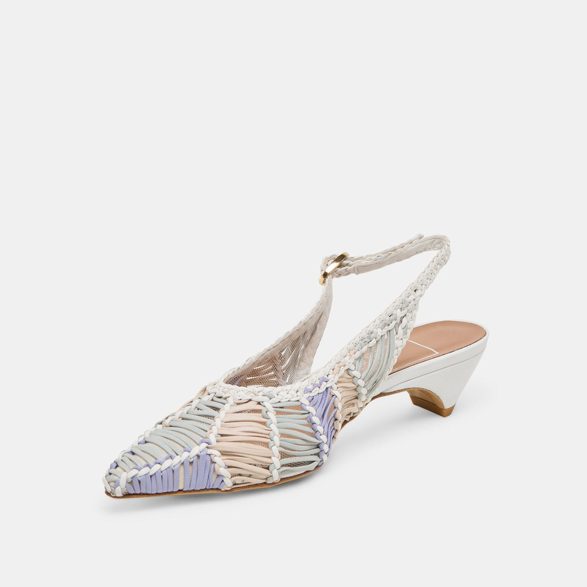 Dafney White Multi Woven Leather Heels | Dolce Vita