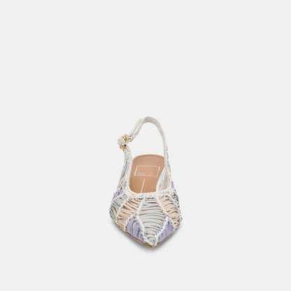 Dafney White Multi Woven Leather Heels | Dolce Vita