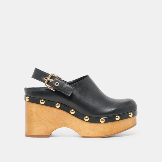 Adelan Black Leather Clogs | Dolce Vita