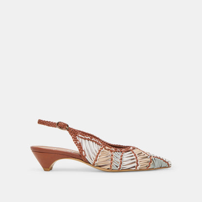 Dafney Tan Multi Woven Leather Heels | Dolce Vita