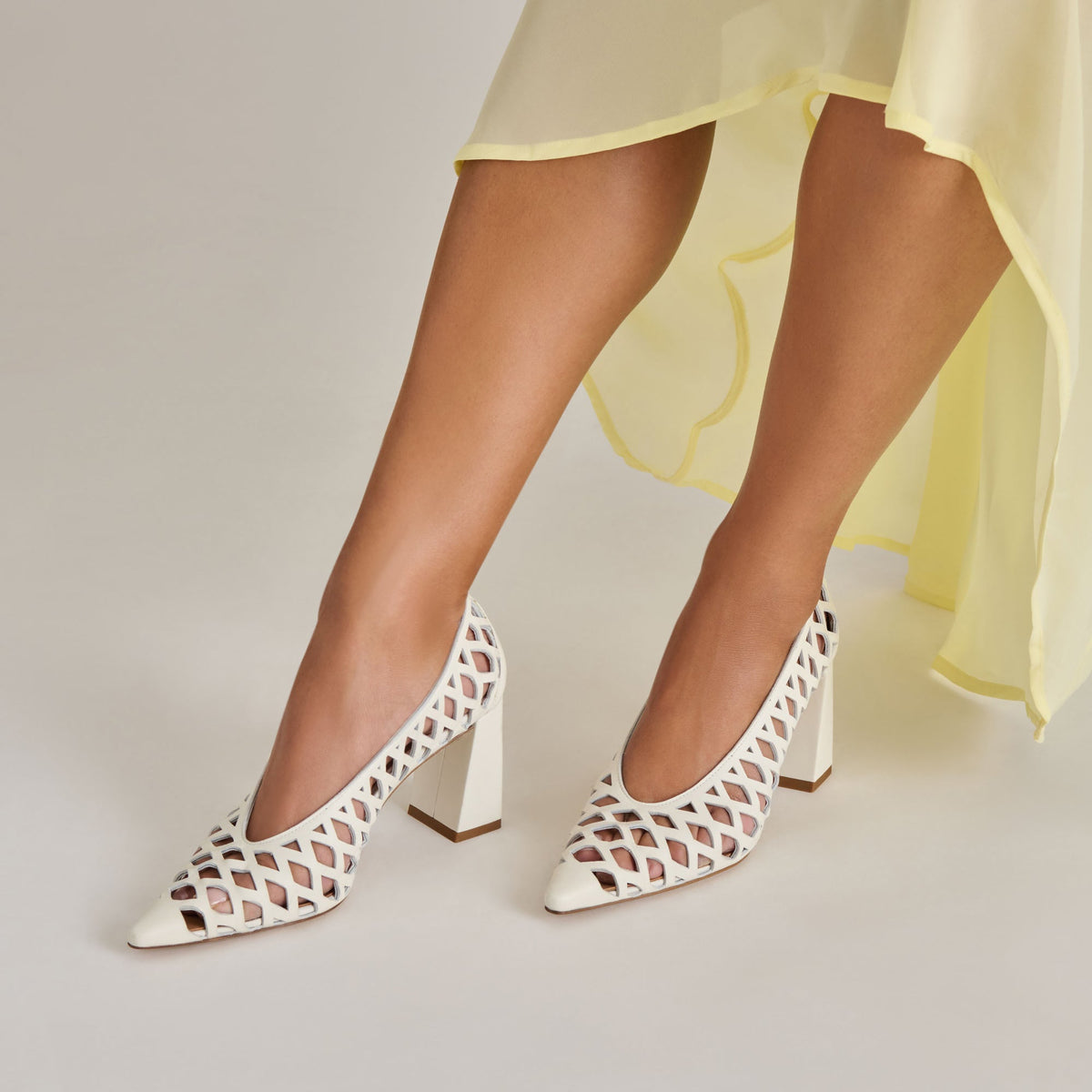 Tanya Bone Woven Leather Heels | Dolce Vita