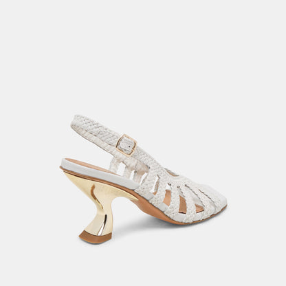 SICILY HEELS WHITE WOVEN LEATHER
 – Dolce Vita | Dolce Vita
