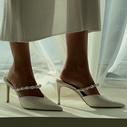 KANIKA Pearl Heels Vanilla Silk | Vanilla Silk Pearl Tapered Heels
 – Dolce Vita | Dolce Vita