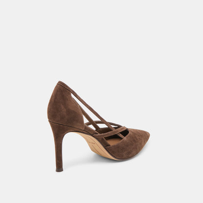 Kaine Dk Brown Suede Heels | Dolce Vita