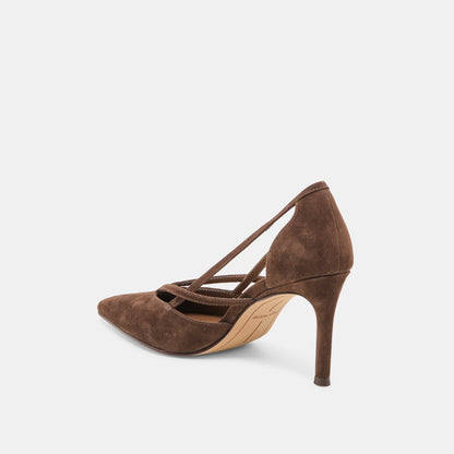 Kaine Dk Brown Suede Heels | Dolce Vita
