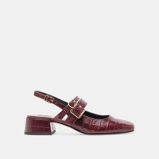 Patzy Oxblood Embossed Leather Heels | Dolce Vita