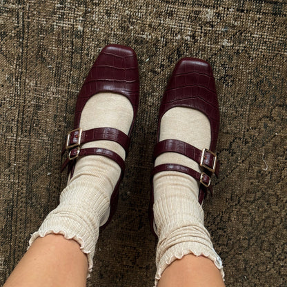 Patzy Oxblood Embossed Leather Heels | Dolce Vita