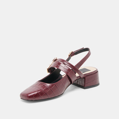 Patzy Oxblood Embossed Leather Heels | Dolce Vita