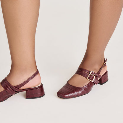 Patzy Oxblood Embossed Leather Heels | Dolce Vita