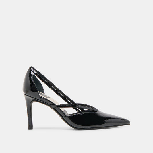 Kaine Midnight Crinkle Patent Leather Heels | Dolce Vita