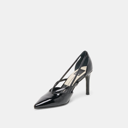 Kaine Midnight Crinkle Patent Leather Heels | Dolce Vita
