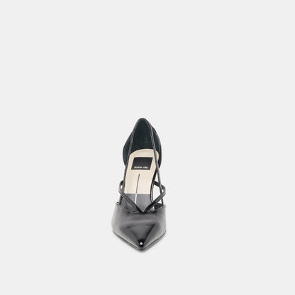 Kaine Midnight Crinkle Patent Leather Heels | Dolce Vita