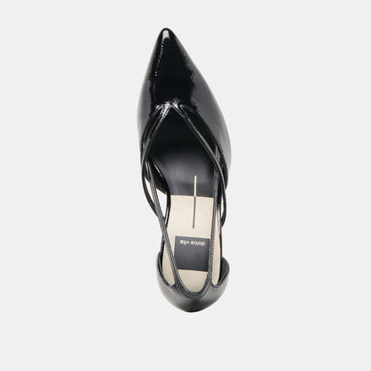 Kaine Midnight Crinkle Patent Leather Heels | Dolce Vita
