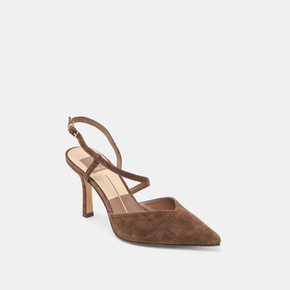 Kamra Dk Brown Suede Heels | Dolce Vita