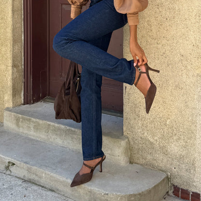 Kamra Dk Brown Suede Heels | Dolce Vita