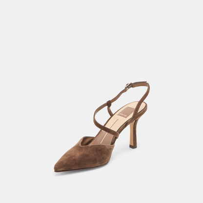 Kamra Dk Brown Suede Heels | Dolce Vita